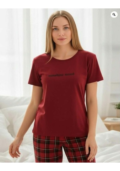 Mihra Kadın Bisiklet Yaka Milan Likralı Kapri Kısa Kol Pijama Takımı 50108bb - 1 Adet Bordo Mihra Kadın Bisiklet Yaka Milan Likralı Kapri Kısa Kol Pijama Takımı 50108bb - 1 Adet Bordo