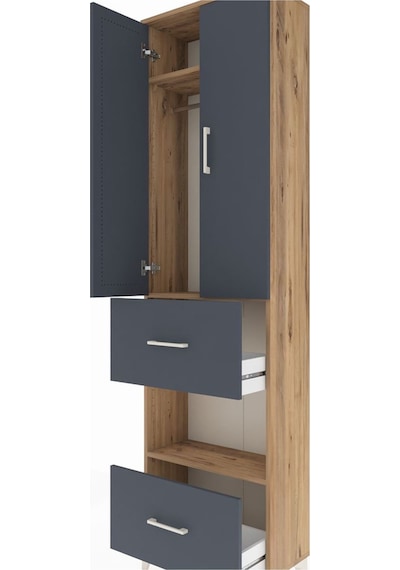 Arges Dolap 3 Raflı 2 Çekmeceli Tek Askılı 60x30x221 Çam-antr... Çam
