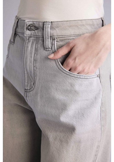 Defacto Baggy Fıt Yüksek Bel Jean Kar Yıkamalı Pantolon G4932ax26smnm55 Gri-nm55