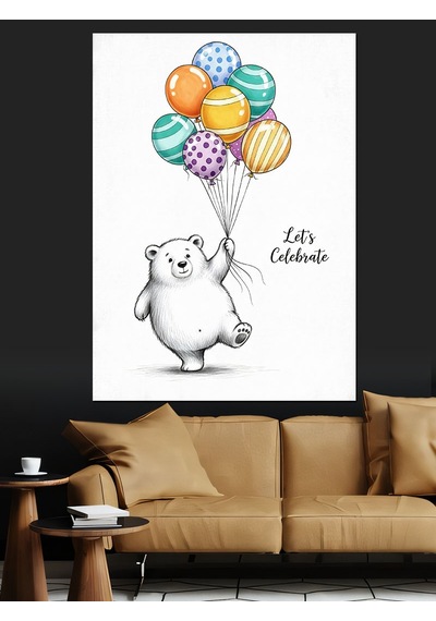 Ahşap Tablo Balon Tutan Kutup Ayısı
