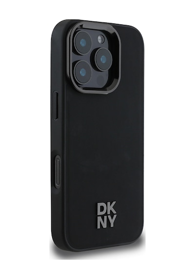 Apple Uyumlu iPhone 16 Pro Max Kılıf Dkny Lisanslı Magsafe Özellikli Metal Logolu Pu Deri Plain Siyah