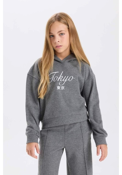 DeFacto Kız Çocuk Kapüşonlu Baskılı Selanik Kumaş Sweatshirt D4294A824WNAR198