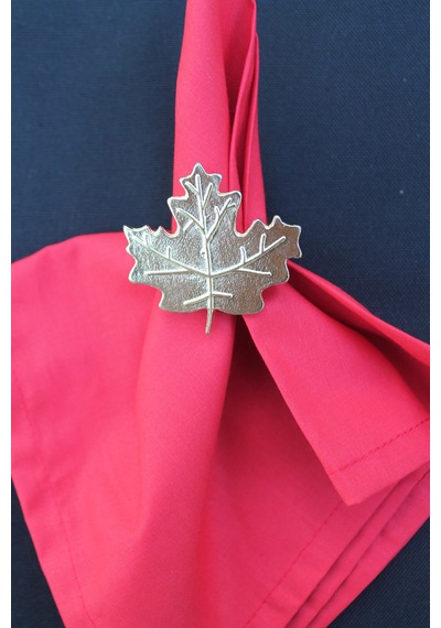 6 Adet Gold Çınar Yaprağı Metal Peçete Halkası - Napkin Ring
