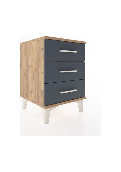 Hyperion Komodin 3 Çekmeceli 44x44x64 Çam-antrasit Atlas Çam