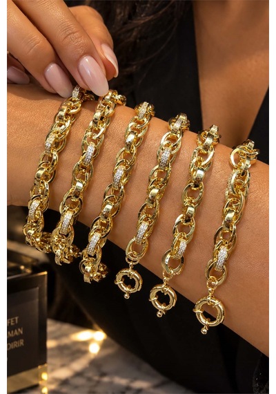 14 K Yeşil Altın Renginde Hallow Bileklik