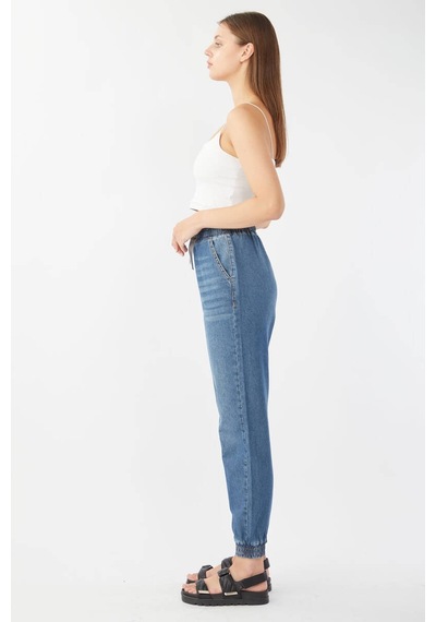 Kadın Lastikli Jogger Pantolon Koyu Mavi 001