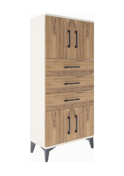 Arges Dolap Tek Raflı 3 Çekmeceli 4 Kapaklı 60x30x134 Aytaşı-çam Aytaşı