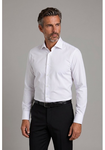 Bisse Beyaz Regular Fit Pamuk Cepsiz Klasik Yaka Uzun Gömlek Gmkls250063 01