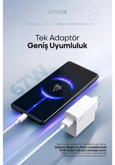 Xiaomi 67w Turbo Hızlı Şarj Seti Güç Adaptörü Başlığı Aleti Redmi Note 14 13 12 11 Pro Poco Uyumlu - 36563628