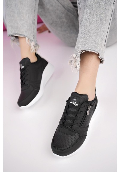 Muggo Asia Garantili Kadın Ortopedik Günlük Bağcıklı Yandan Fermuarlı Rahat Sneaker Spor Ayakkabı Siyah - Beyaz Muggo Asia Garantili Kadın Ortopedik Günlük Bağcıklı Yandan Fermuarlı Rahat Sneaker Spor Ayakkabı Siyah - Beyaz