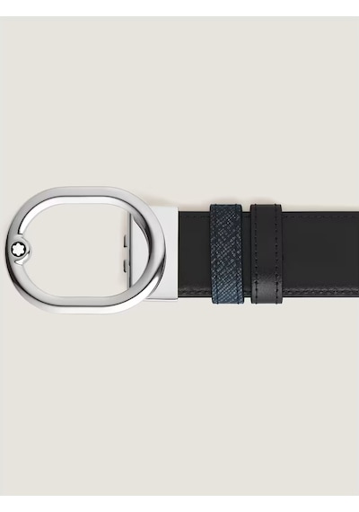 Montblanc Sartorial Lovale 35 Mm Çift Taraflı Deri Kemer 221025 Lacivert