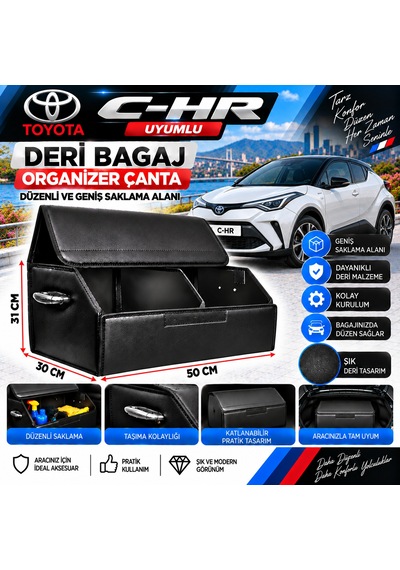Toyota C-hr Uyumlu Oto Bagaj Organizeri Deri Bagaj Kutu Çanta 1