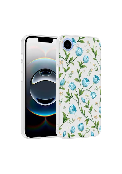 Apple iPhone Uyumlu 16e Kılıf Kamera Korumalı Desenli Zore Klip Kapak - Mavi Lale -