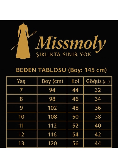 Mismoly Medine İpeği Beli Lastikli Bağcıklı Çocuk Ferace Siyah
