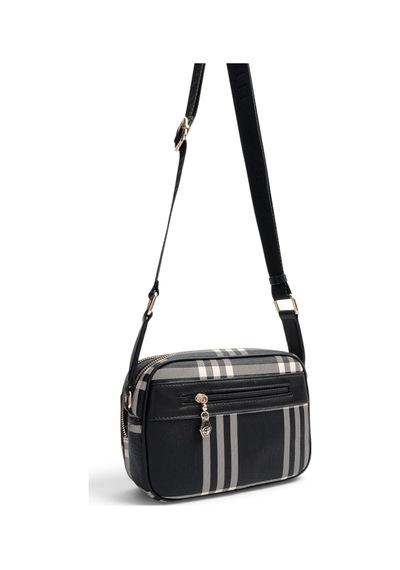 Silver & Polo Silver Polo Siyah - Siyah Çizgili Ekose Kadın Çapraz Çanta Sp1162