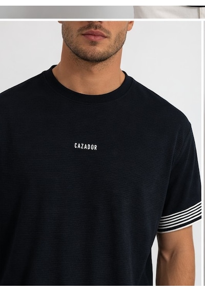 Cazador Erkek T-shirt Dokuma Kısa Kol 44710 Laciver Lacivert