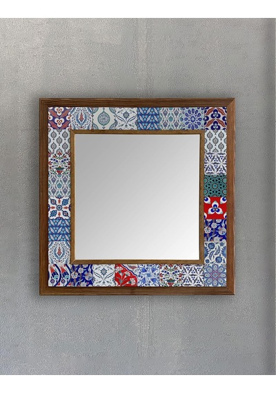 Oscar Stone Decor Masif Çerçeveli Mozaik Taş Ayna 43 Cm X 43 Cm Diğer