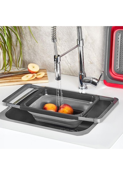 Porsima L-00852-2 Silikon Katlanabilir Akordiyon Evye Üstü Süzgeç