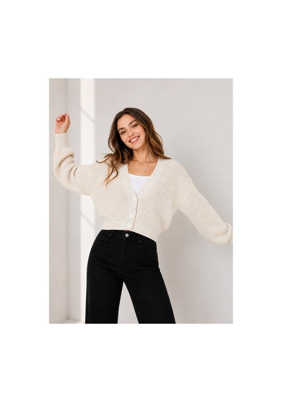 Flex Fashıon Kadın Trend Crop Popüler Örgülü Kısa Triko Hırka Taş Rengi - 736030025 Taş Rengi - 736030025 Taş Rengi