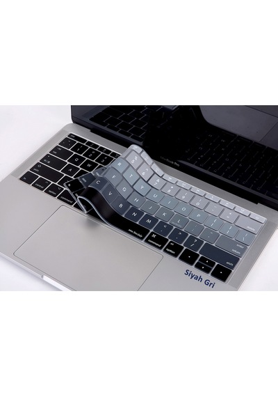 Apple Uyumlu MacBook Pro Klavye Koruyucu Ombre Us-abd İngilizce 12inç A1534 - 13inç A1708 İle Siyah Gri