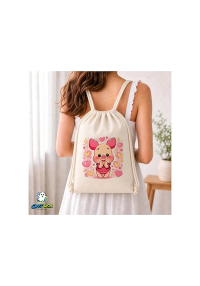 Ghostbastır Design Piglet Büzgülü Keten Çanta C231 Bej