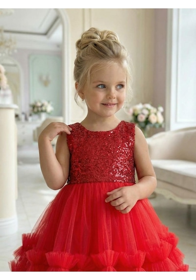 Butikhappykids Kız Çocuk Kırmızı Payetli Volanlı Tüllü Prenses Abiye Elbise 1-5 Yaş Kırmızı Butikhappykids Kız Çocuk Kırmızı Payetli Volanlı Tüllü Prenses Abiye Elbise 1-5 Yaş Kırmızı