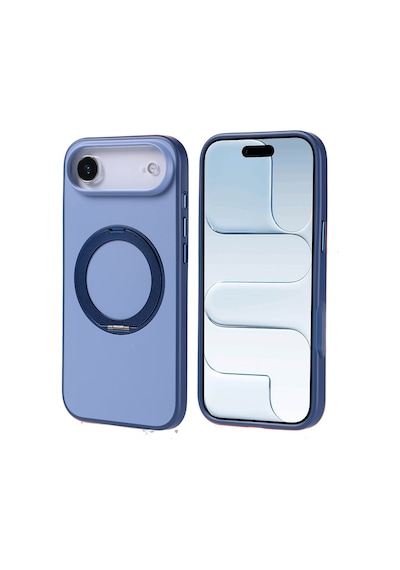 Apple Uyumlu iPhone 17 Air Kılıf M-safe Şarj Özellikli Standlı Zore Proton Silikon Kapak Lacivert