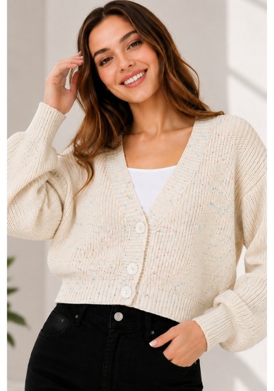 Flex Fashıon Kadın Trend Crop Popüler Örgülü Kısa Triko Hırka Taş Rengi - 736030025 Taş Rengi - 736030025 Taş Rengi