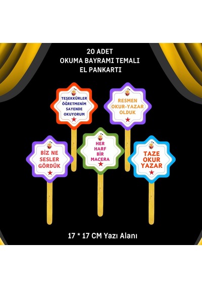 Okuma Bayramı / Şenliği Temalı 20 Li El Pankartları