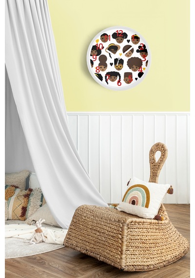 Çocuk Odası Modern Duvar Saati - 25cm - Önü Camlı Beyaz Kasa - Sessiz Mekanizma-jh0160 Beyaz