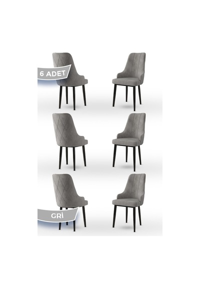 Canisa Concept Trex Serisi 1.sınıf Babyface Kumaş Siyah Metal Ayak 6 Adet Gri Sandalye Sandalye Gri Ayakları Siyah