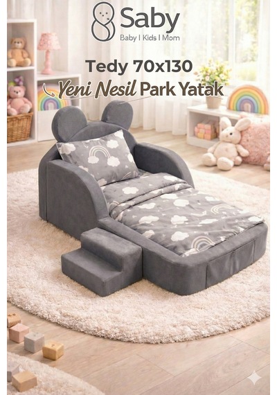 Luxury Tedyy Baza Ve Başlıklı Montessori Full Sünger Yatak Seti 90 x 190