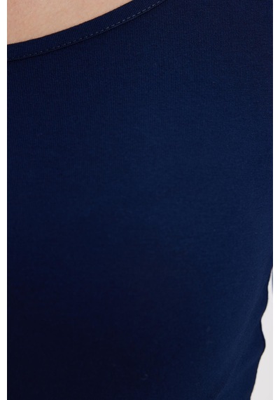 Tudors Kadın Slim Fit Dar Kesim Uzun Kollu Viskon Lacivert Bluz-35206 Lacivert