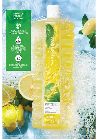 Senses Lemon Burst Limon Ve Reyhan Kokulu Banyo Köpüğü 1 Lt. Üçlü Paket Fresh