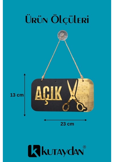 Ahşap Üzeri Gold Aynalı Pleksi Açık-kapalı Terzi Ve Kuaför Tabelası