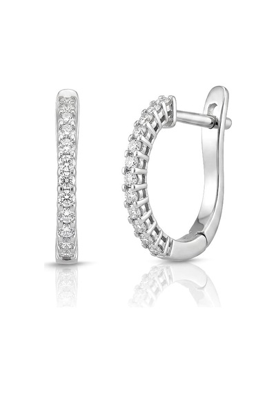 0.30 Ct Su Yolu Halka Pırlanta Küpe Beyaz