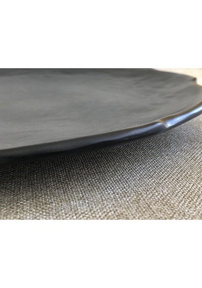 Melamin Yassı Yuvarlak Servis Tabağı Siyah 27cm - Melamin Tabak