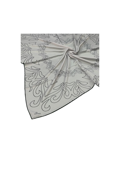 Mim Eşarp Valino Desenli Şifon Eşarp 90x90 Cm Kırık Beyaz
