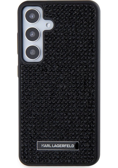 Galaxy S24 Uyumlu Kılıf Karl Lagerfeld Taşlı Metal Logo Lisanslı Kapak Siyah