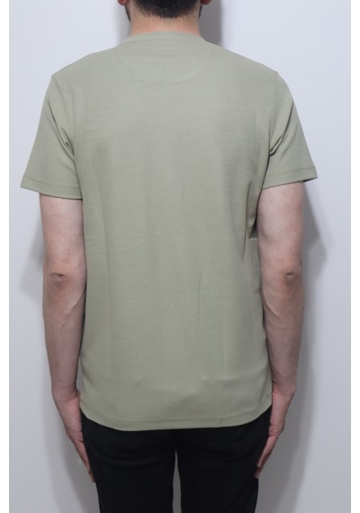 Santa Dmctekstil Erkek Tshirt-1111-1435 Düz Spor Kesim Rahat Kalıp Bisiklet Yaka T-shirt Yeşil