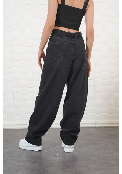 Ckm Moda Birdy Yüksek Kalite Kadın Siyah Baggy Pantolon Füme