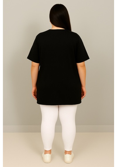 Koza Butik Kadın Büyük Beden Kısa Kollu Bisiklet Yaka Basic Oversize T-shirt 1977-25 Siyah Koza Butik Kadın Büyük Beden Kısa Kollu Bisiklet Yaka Basic Oversize T-shirt 1977-25 Siyah