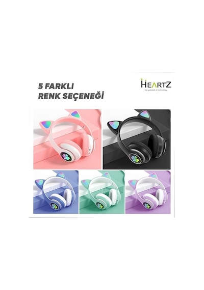 H10 Cat Kedili Led Işıklı Kafaüstü Bluetooth Kulaklık Toz Pembe 50 x 22