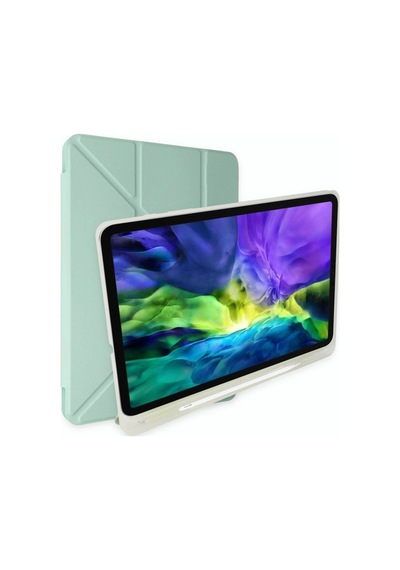 İpad 2022 10.9 10.nesil Kılıf Kalemlikli Mars Tablet Kılıfı - Açık Yeşil Arka Kapak