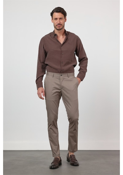 İmza Vizon Yan Cep Slim Fit Pamuklu Chino Pantolon 1003260168