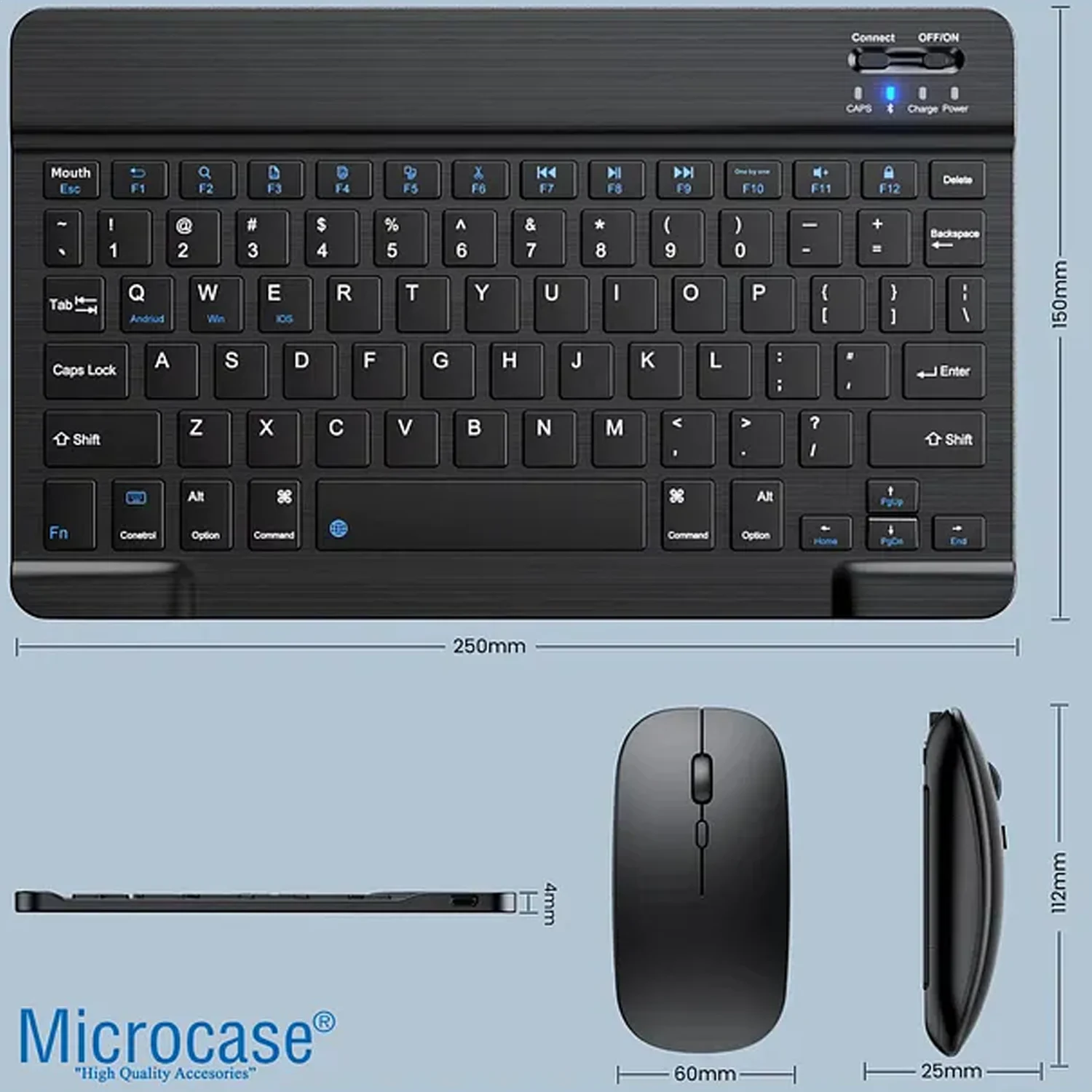 Microcase Honor Magicpad 4 12.3 İnch İle Uyumlu Apple Uyumlu MacBook Çantası+türkçe Bluetooth Klavye+mouse+tablet Standı Beyaz Al5164 Diğer