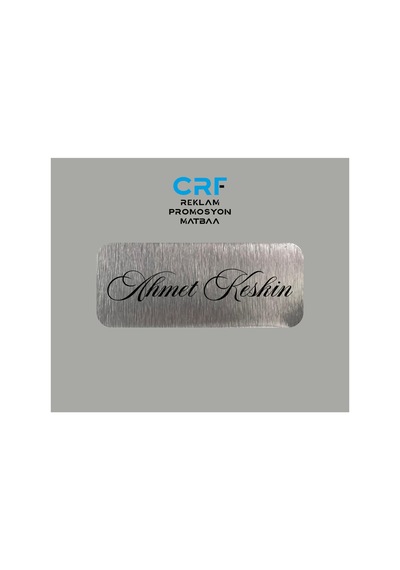 Kişiye Özel Metal Etiket İsim Soyisim 3x7 Cm Arkası Yapışkanlı 1 Adet