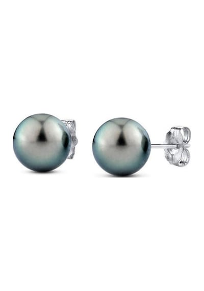 Gümüş Siyah Inci Kadın Küpe 8 Mm