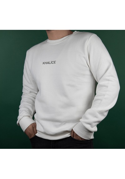 Khalice Sweatshirt Kalın Üç İplikli Beyaz