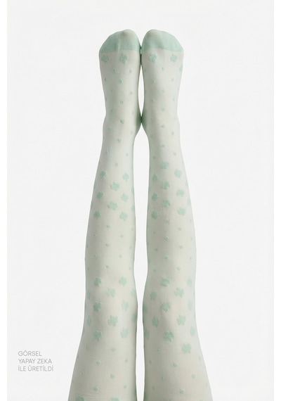 Penti Kız Çocuk Pretty Dotted Daisy Külotlu Çorap Açık Yeşil